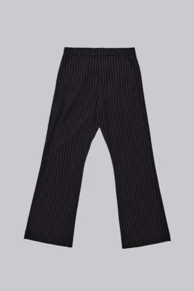 Pantalon de costume bootcut à rayures fines noires