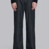Pantalon de costume droit à plis charbon