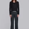 Pantalon de costume droit à plis charbon