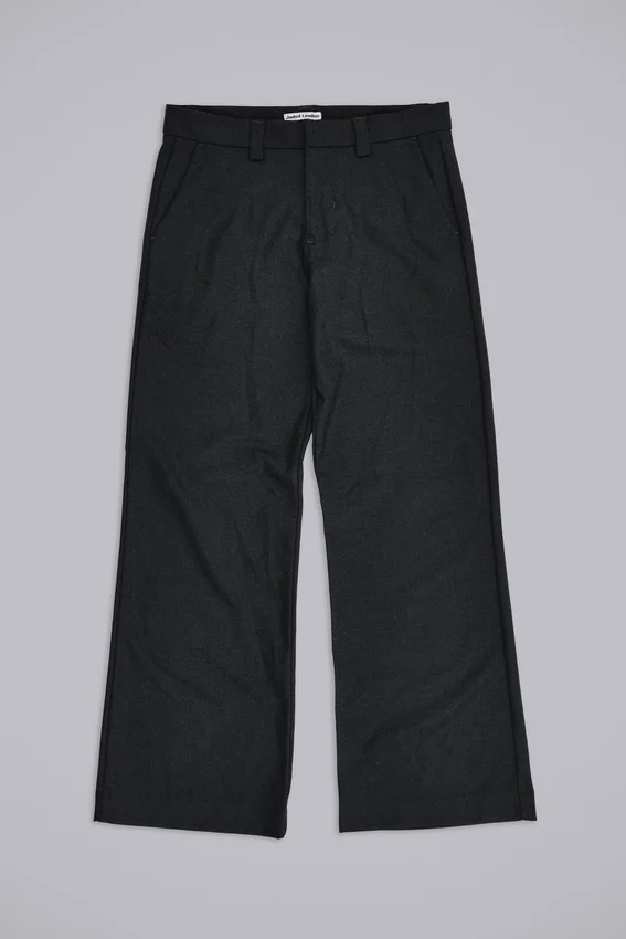 Pantalon de costume droit à plis charbon