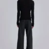 Pantalon de costume droit à plis charbon