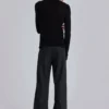 Pantalon de costume droit à plis charbon