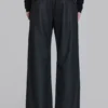 Pantalon de costume droit à plis charbon