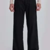 Pantalon de costume droit à rayures fines noires