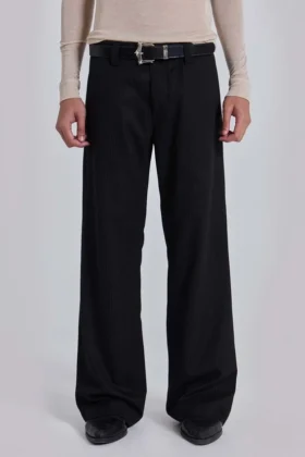 Pantalon de costume droit à rayures fines noires