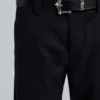 Pantalon de costume droit à rayures fines noires