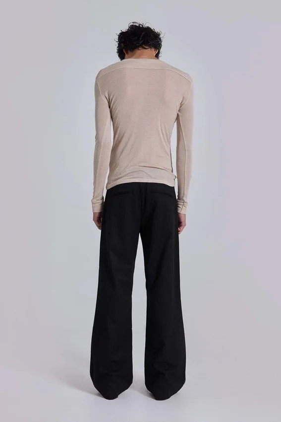 Pantalon de costume droit à rayures fines noires