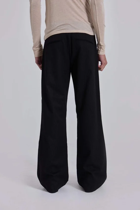 Pantalon de costume droit à rayures fines noires