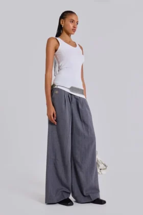 Pantalon de costume Goliath gris clair à fines rayures