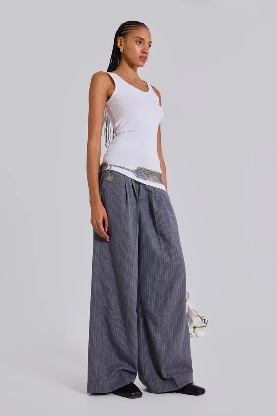 Pantalon de costume Goliath gris clair à fines rayures