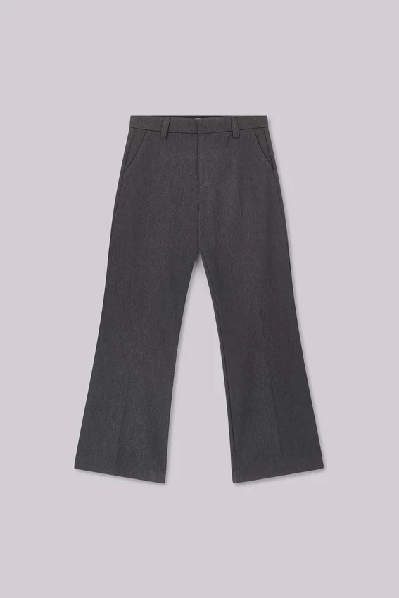 Pantalon de costume gris bootcut à coupe évasée