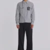 Pantalon de costume gris bootcut à coupe évasée