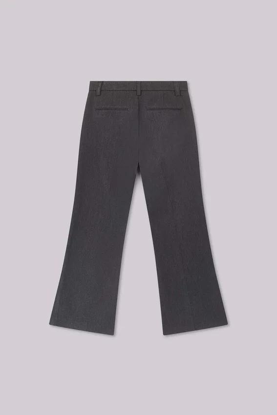 Pantalon de costume gris bootcut à coupe évasée