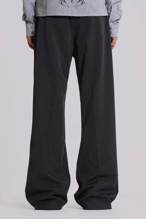 Pantalon de costume gris bootcut à coupe évasée