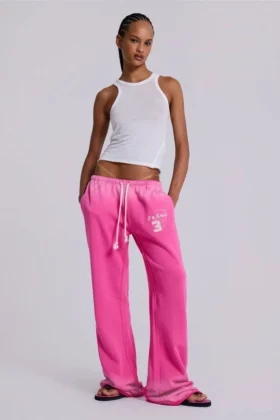 Pantalon de jogging ample à coupe bootcut Cleo, rose