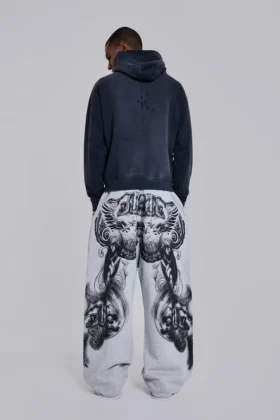 Pantalon de jogging ample « Monster Joggers » à imprimé gothique, gris chiné