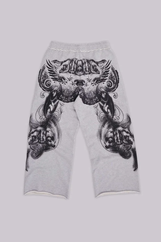 Pantalon de jogging ample « Monster Joggers » à imprimé gothique, gris chiné