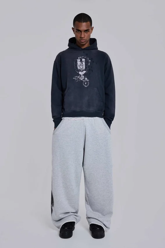 Pantalon de jogging ample « Monster Joggers » à imprimé gothique, gris chiné