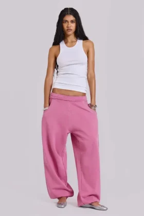 Pantalon de jogging ample rose à revers « Monster Joggers »