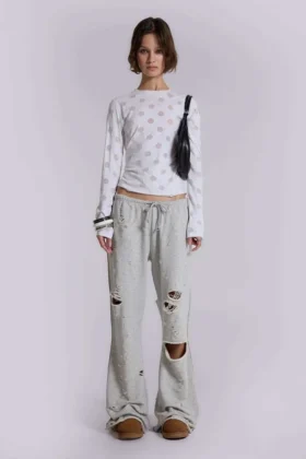 Pantalon de jogging bootcut ample et vieilli « Cleo »