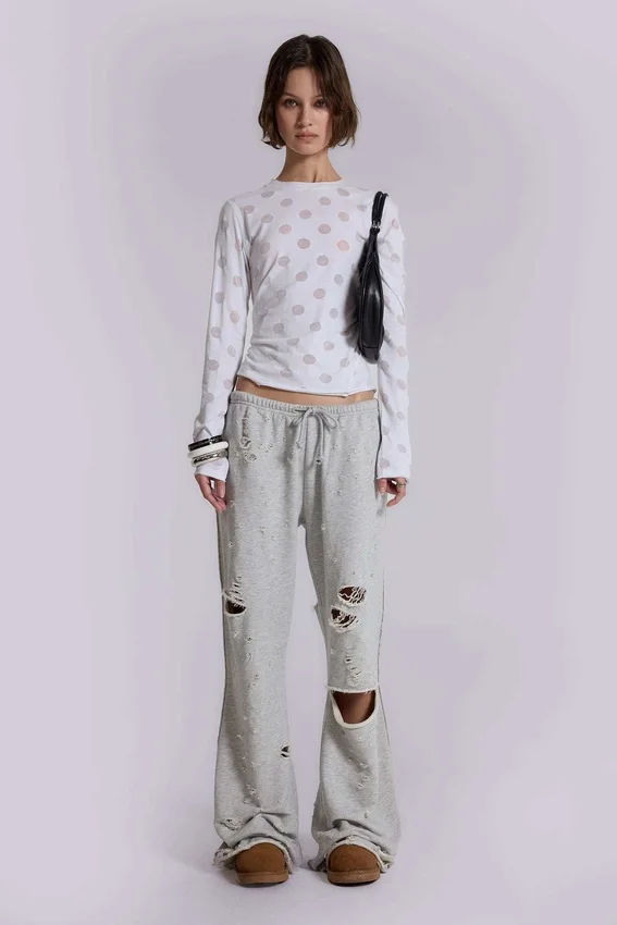 Pantalon de jogging bootcut ample et vieilli « Cleo »
