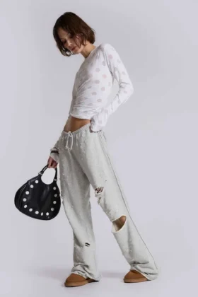 Pantalon de jogging bootcut ample et vieilli « Cleo »