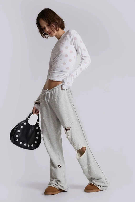 Pantalon de jogging bootcut ample et vieilli « Cleo »