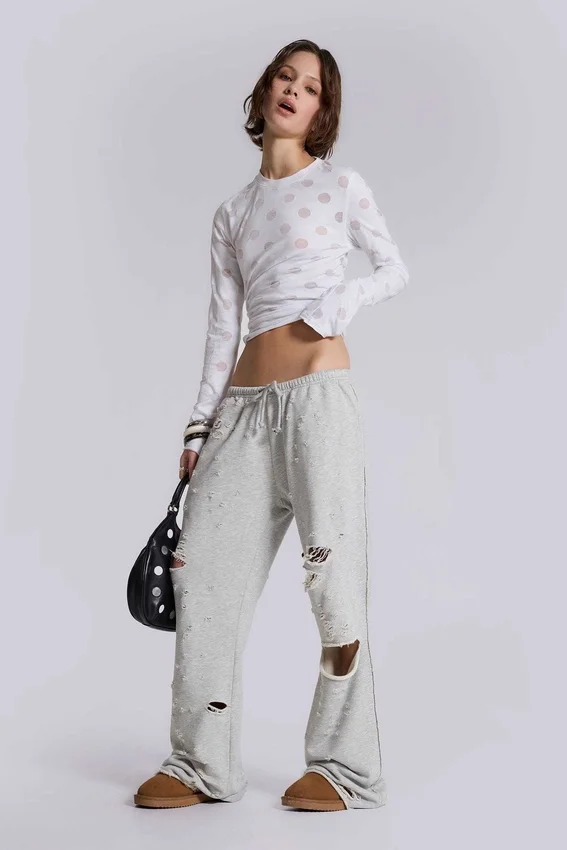 Pantalon de jogging bootcut ample et vieilli « Cleo »