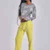 Pantalon de jogging Cleo ample à coupe bootcut, couleur fluo