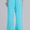 Pantalon de jogging Cleo ample à coupe bootcut, couleur turquoise