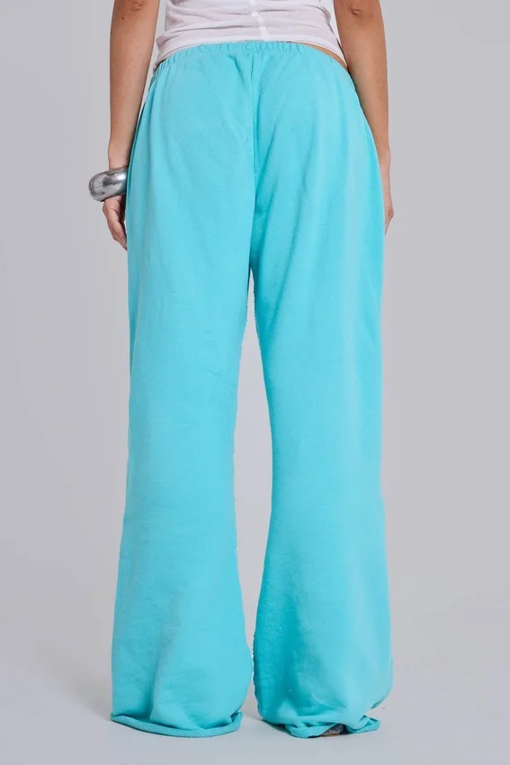 Pantalon de jogging Cleo ample à coupe bootcut, couleur turquoise