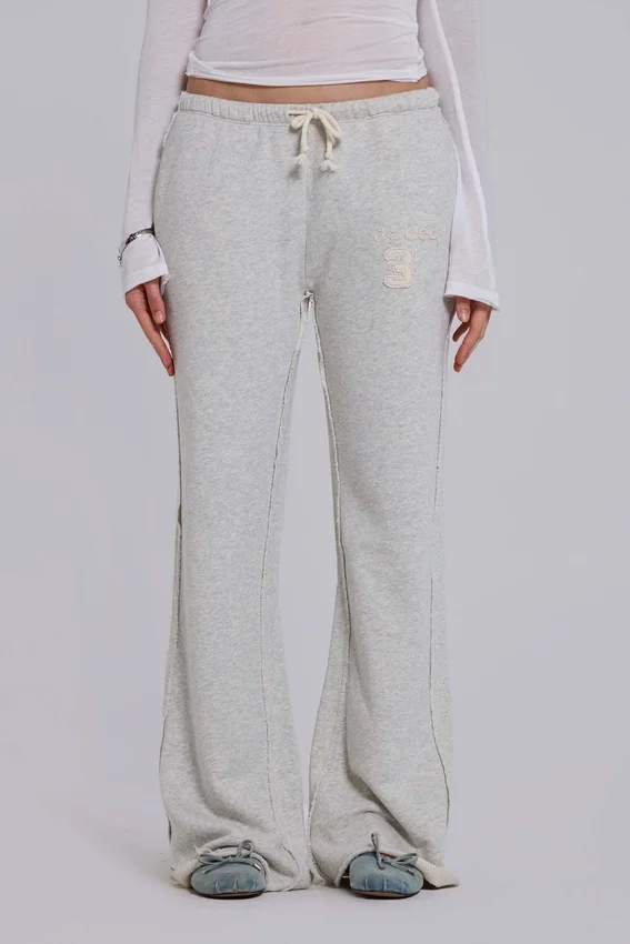 Pantalon de jogging Cleo ample à coupe bootcut, gris chiné