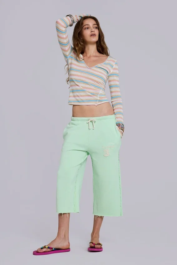 Pantalon de jogging court ample Cleo, couleur menthe