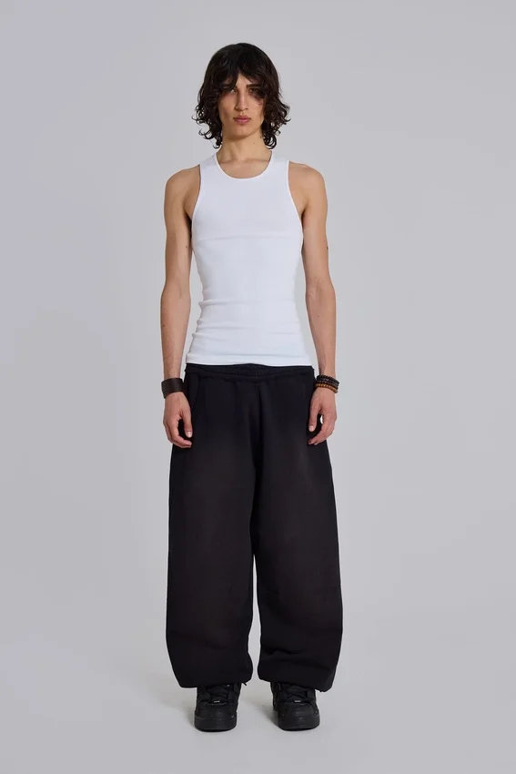 Pantalon de jogging Monster baggy noir à revers