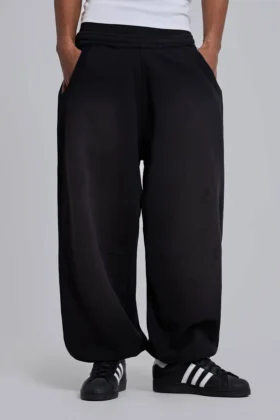 Pantalon de jogging Monster baggy noir à revers