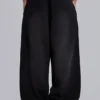 Pantalon de jogging Monster baggy noir à revers