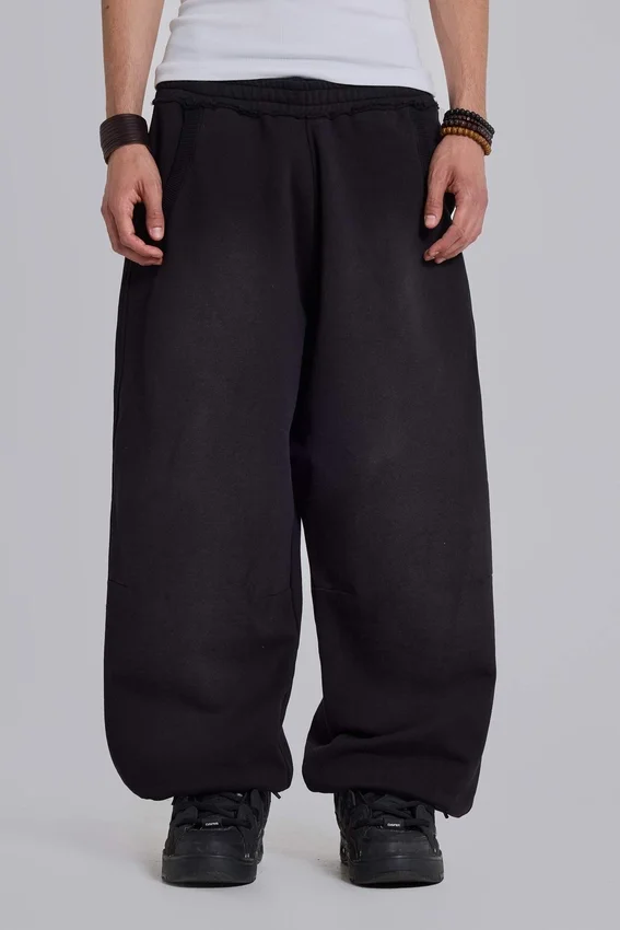 Pantalon de jogging Monster baggy noir à revers