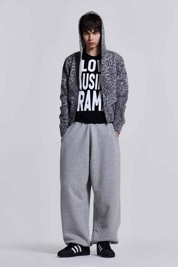 Pantalon de jogging Monster Joggers ample à revers, gris chiné
