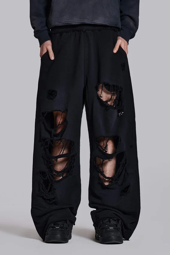 Pantalon de jogging Monster noir baggy délavé