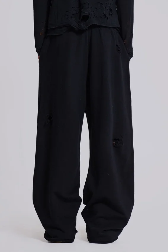 Pantalon de jogging Monster noir baggy délavé