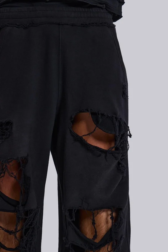 Pantalon de jogging Monster noir baggy délavé