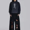 Pantalon de jogging Monster noir baggy délavé