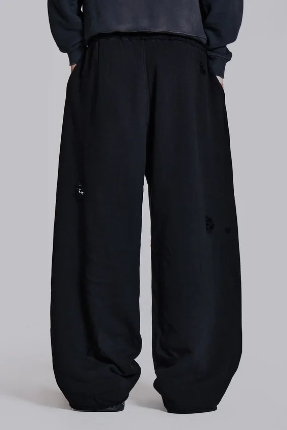 Pantalon de jogging Monster noir baggy délavé