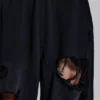 Pantalon de jogging Monster noir baggy délavé