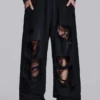 Pantalon de jogging Monster noir baggy délavé