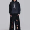 Pantalon de jogging Monster noir baggy délavé