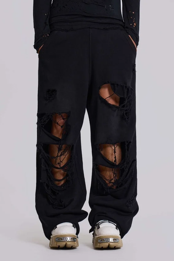 Pantalon de jogging Monster noir baggy délavé