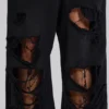 Pantalon de jogging Monster noir baggy délavé
