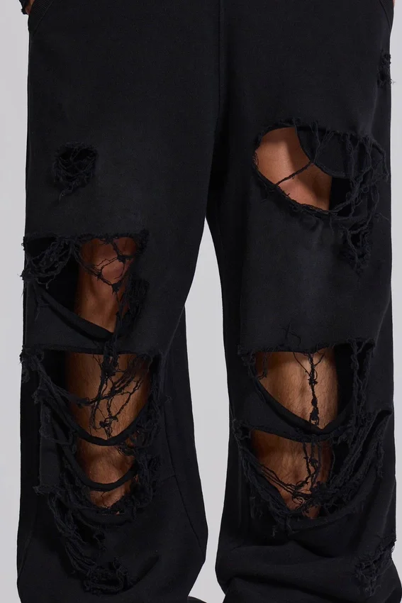 Pantalon de jogging Monster noir baggy délavé