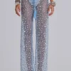 Pantalon en maille à paillettes Deva, couleur ciel